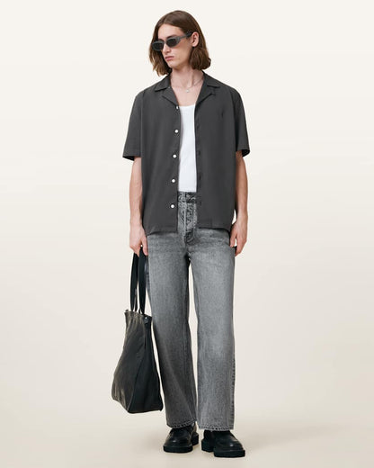 AllSaints Hudson Relaxed Fit Ramskull Shirt Eden Green