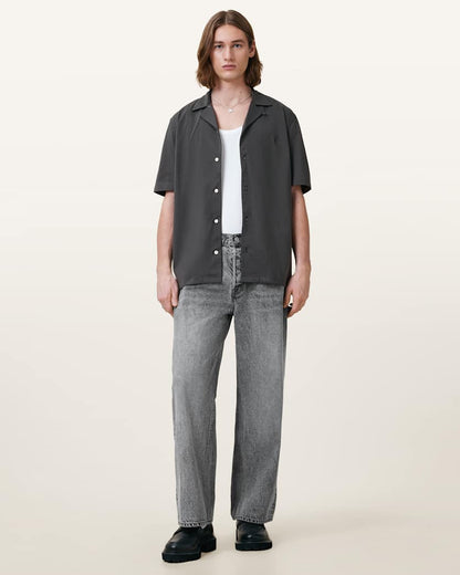 AllSaints Hudson Relaxed Fit Ramskull Shirt Eden Green