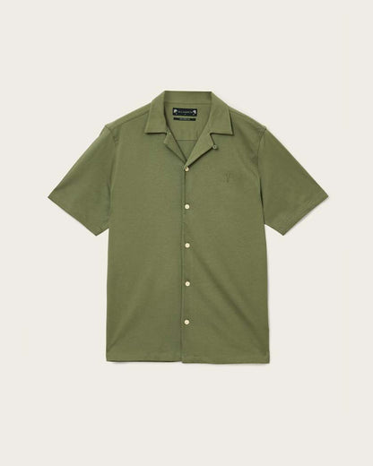 AllSaints Hudson Relaxed Fit Ramskull Shirt Eden Green