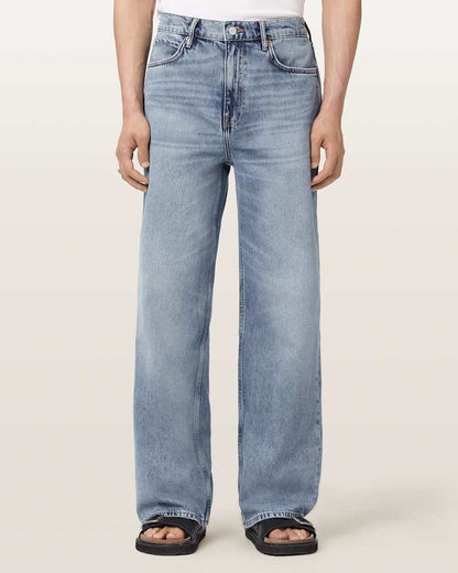 AllSaints Lenny Wide Leg Denim Jeans Light Indigo