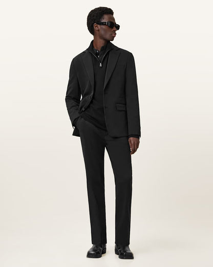 AllSaints Kilburn Zip Funnel Neck Ramskull Sweater Navy Blue