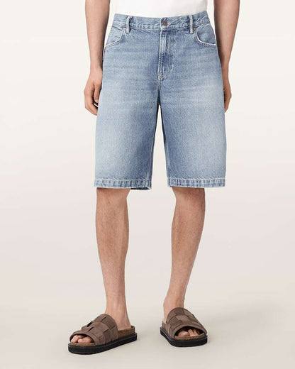 AllSaints Lenny Loose Fit Denim Shorts Light Indigo