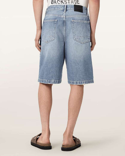 AllSaints Lenny Loose Fit Denim Shorts Light Indigo