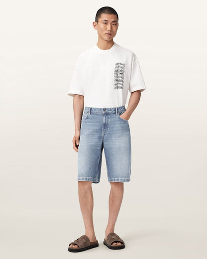 AllSaints Lenny Loose Fit Denim Shorts Light Indigo