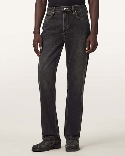 AllSaints Reid Straight Fit Denim Jeans Washed Black