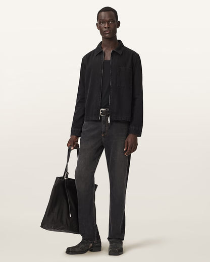 AllSaints Reid Straight Fit Denim Jeans Washed Black