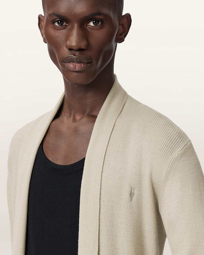 AllSaints Mode Merino Ramskull Open Cardigan Powdered Green