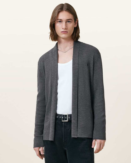 AllSaints Mode Merino Ramskull Open Cardigan Powdered Green
