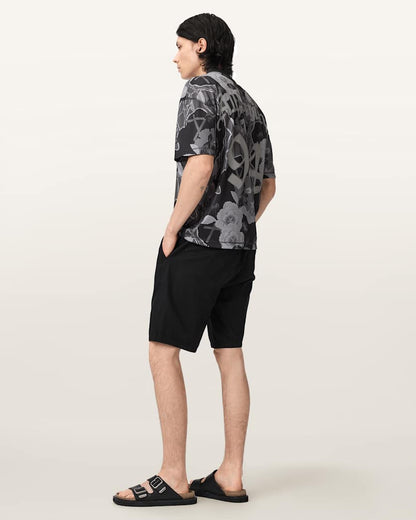 AllSaints Puerto Oversized Short Sleeve Soccer Shirt Jet Black