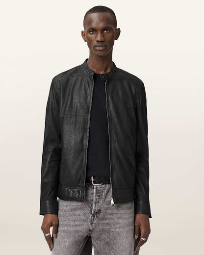AllSaints Colt Slim Fit Leather Jacket Black