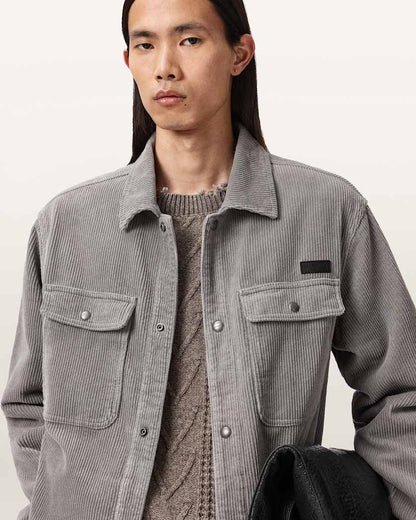AllSaints Castleford Corduroy Overshirt Moonlit Blue