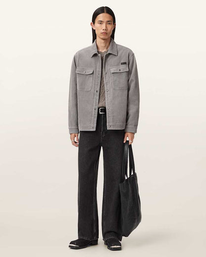 AllSaints Castleford Corduroy Overshirt Moonlit Blue