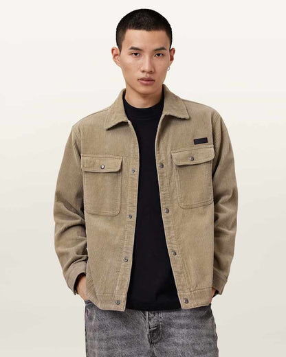 AllSaints Castleford Overshirt Oak Brown