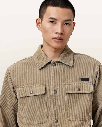 AllSaints Castleford Overshirt Oak Brown