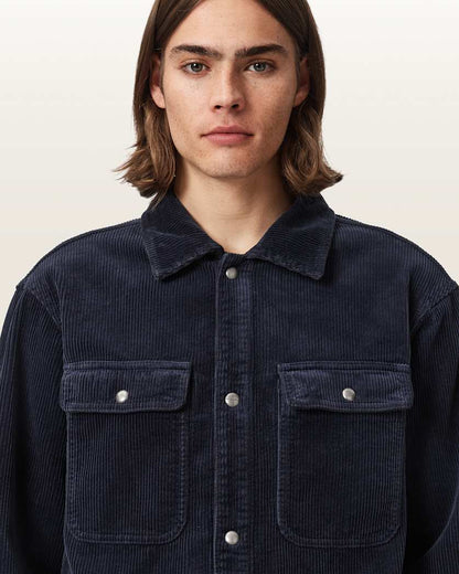 AllSaints Castleford Corduroy Overshirt Moonlit Blue