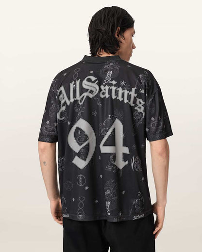 AllSaints Terra Oversized Short Sleeve Soccer Shirt Jet Black