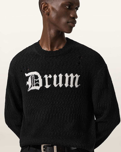 AllSaints Drum Jacquard Sweater Black/Chalk White