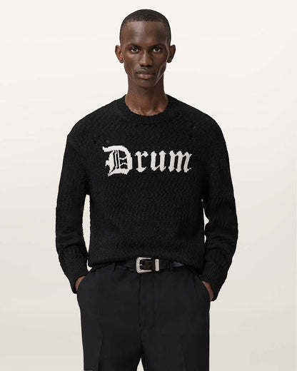 AllSaints Drum Jacquard Sweater Black/Chalk White
