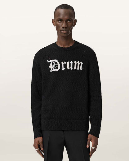 AllSaints Drum Jacquard Sweater Black/Chalk White