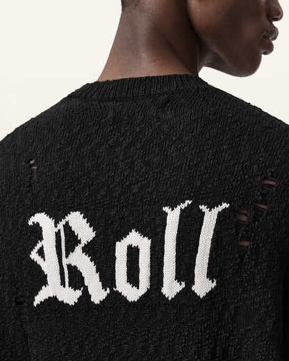 AllSaints Drum Jacquard Sweater Black/Chalk White