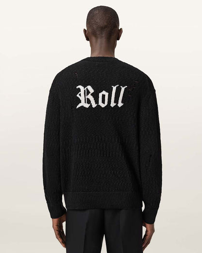 AllSaints Drum Jacquard Sweater Black/Chalk White