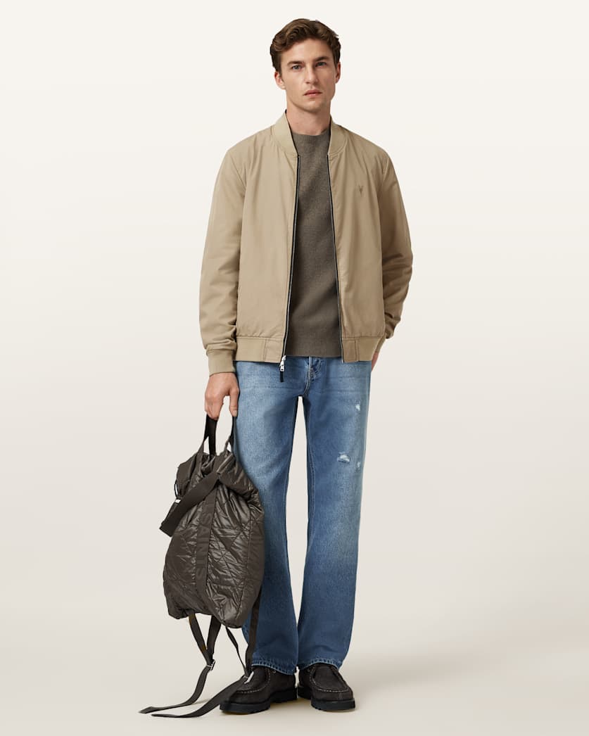AllSaints Bassett Reversible Ramskull Bomber Jacket Black/Dull Green