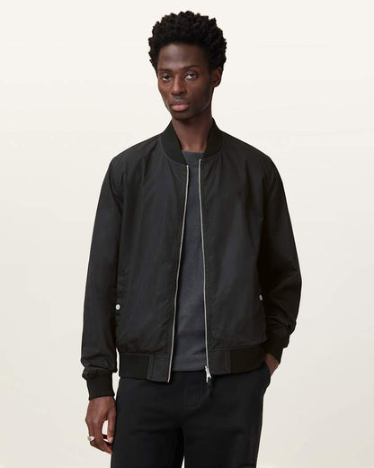 AllSaints Bassett Reversible Ramskull Bomber Jacket Black/Dull Green