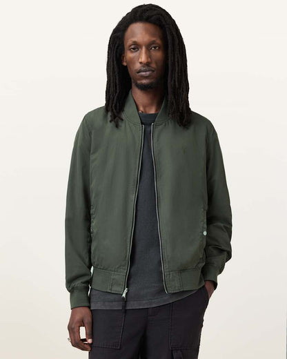 AllSaints Bassett Reversible Ramskull Bomber Jacket Black/Dull Green