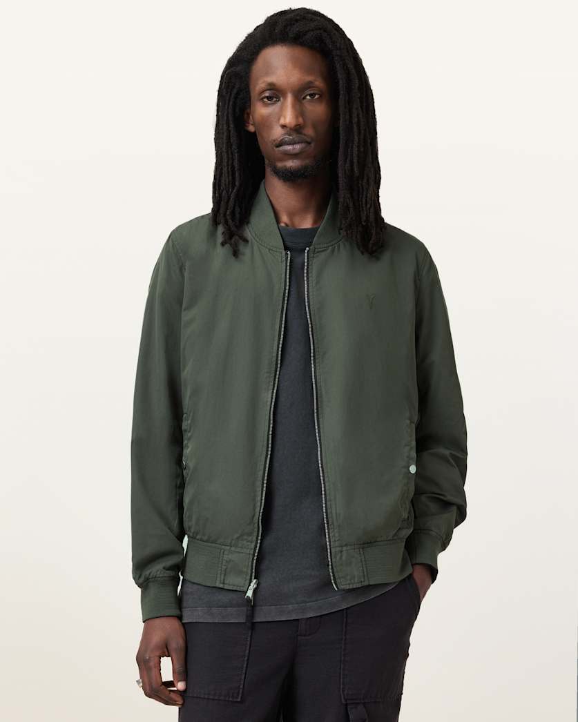 AllSaints Bassett Reversible Ramskull Bomber Jacket Black/Dull Green