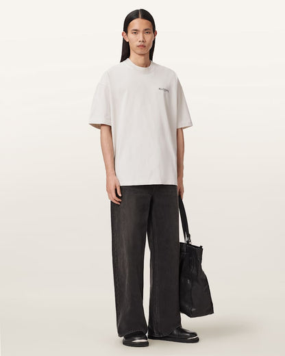 AllSaints Hallis Oversized Graphic T Shirt Dusk White