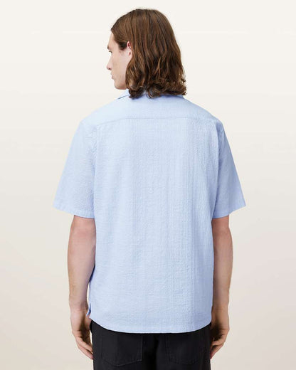 AllSaints Valmer Relaxed Fit Ramskull Shirt Blueberry Blue