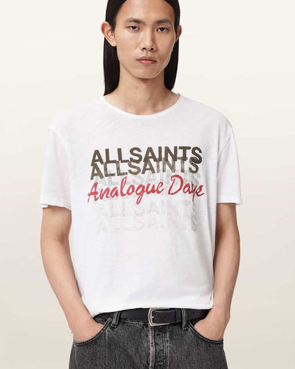 AllSaints Graphite Graphic T Shirt Optic White