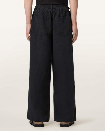 AllSaints Korten Loose Fit Linen Blend Pants Sand Brown