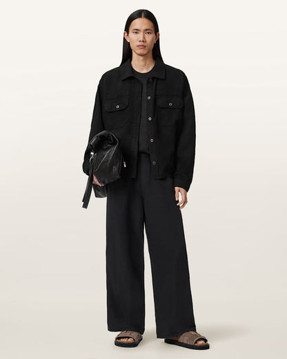 AllSaints Korten Loose Fit Linen Blend Pants Sand Brown