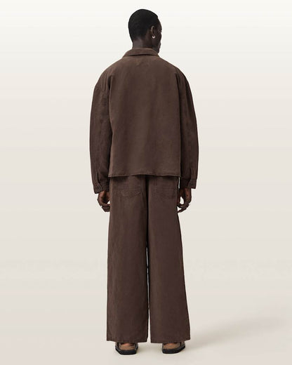 AllSaints Korten Loose Fit Linen Blend Pants Sand Brown