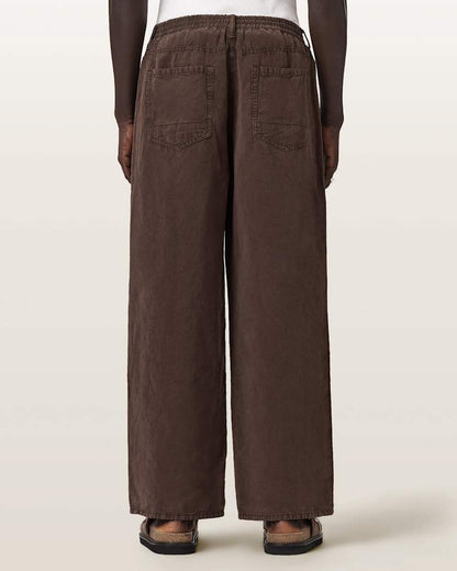 AllSaints Korten Loose Fit Linen Blend Pants Sand Brown