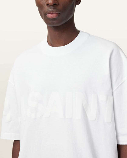 AllSaints Biggy Oversized Logo Print T Shirt Optic White