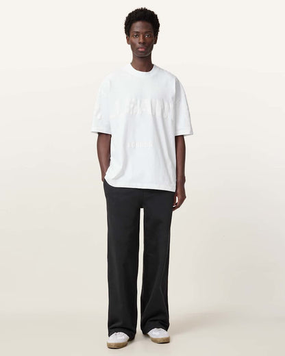 AllSaints Biggy Oversized Logo Print T Shirt Optic White
