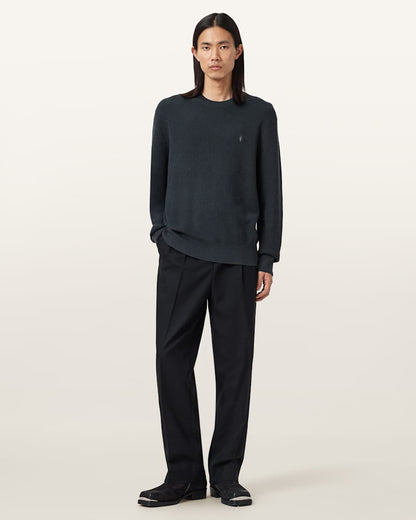AllSaints Aspen Waffle Crew Neck Sweater Espresso Brown