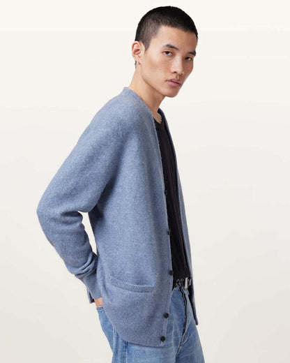 AllSaints Renn Wool Blend Cardigan Damson Blue