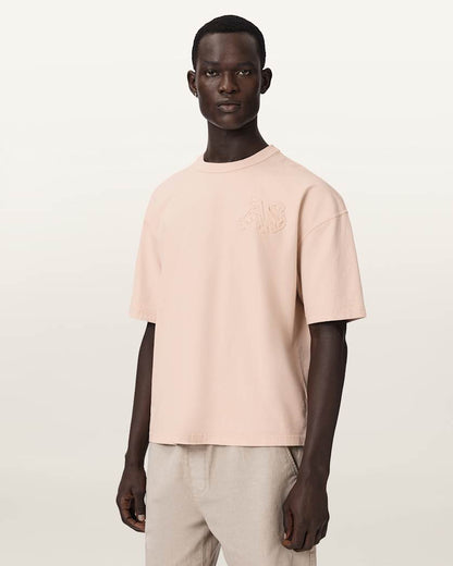 AllSaints Insignia Short Sleeve Cotton T Shirt Crystal Pink