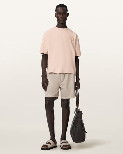 AllSaints Insignia Short Sleeve Cotton T Shirt Crystal Pink
