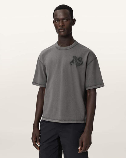 AllSaints Insignia Short Sleeve Cotton T Shirt Crystal Pink