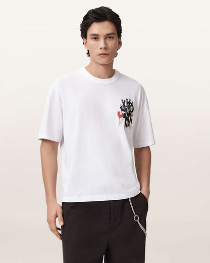 AllSaints Serrate Short Sleeve Graphic T Shirt Optic White