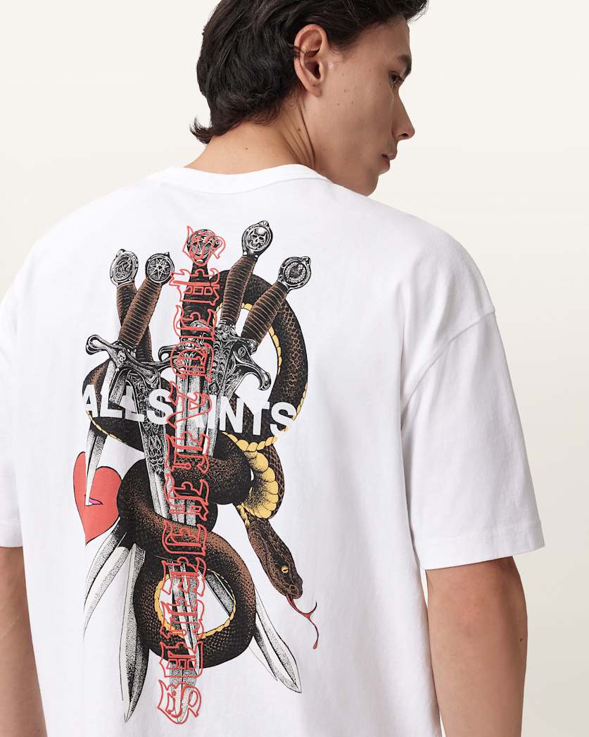 AllSaints Serrate Short Sleeve Graphic T Shirt Optic White
