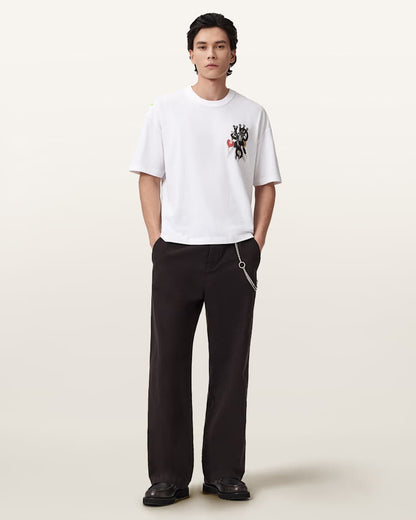 AllSaints Serrate Short Sleeve Graphic T Shirt Optic White