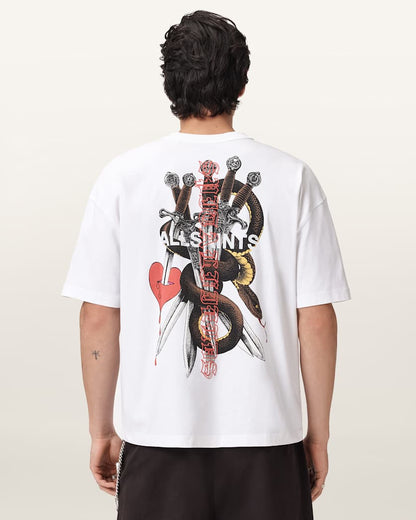 AllSaints Serrate Short Sleeve Graphic T Shirt Optic White