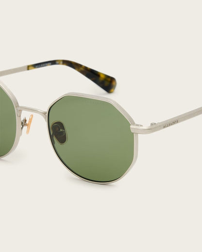 AllSaints Blake Round Sunglasses Women's Silver/Khaki Tort Women's