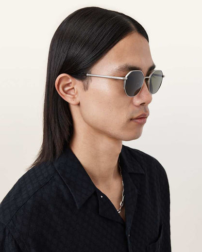 AllSaints Blake Round Sunglasses Women's Silver/Khaki Tort Women's