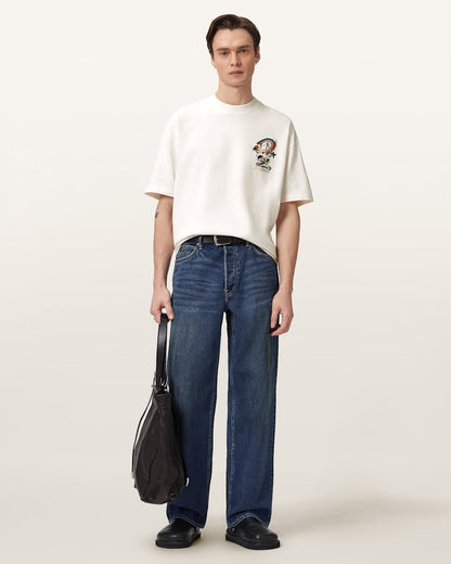 AllSaints Snakepit Oversized Short Sleeve Graphic T Shirt Washed Black
